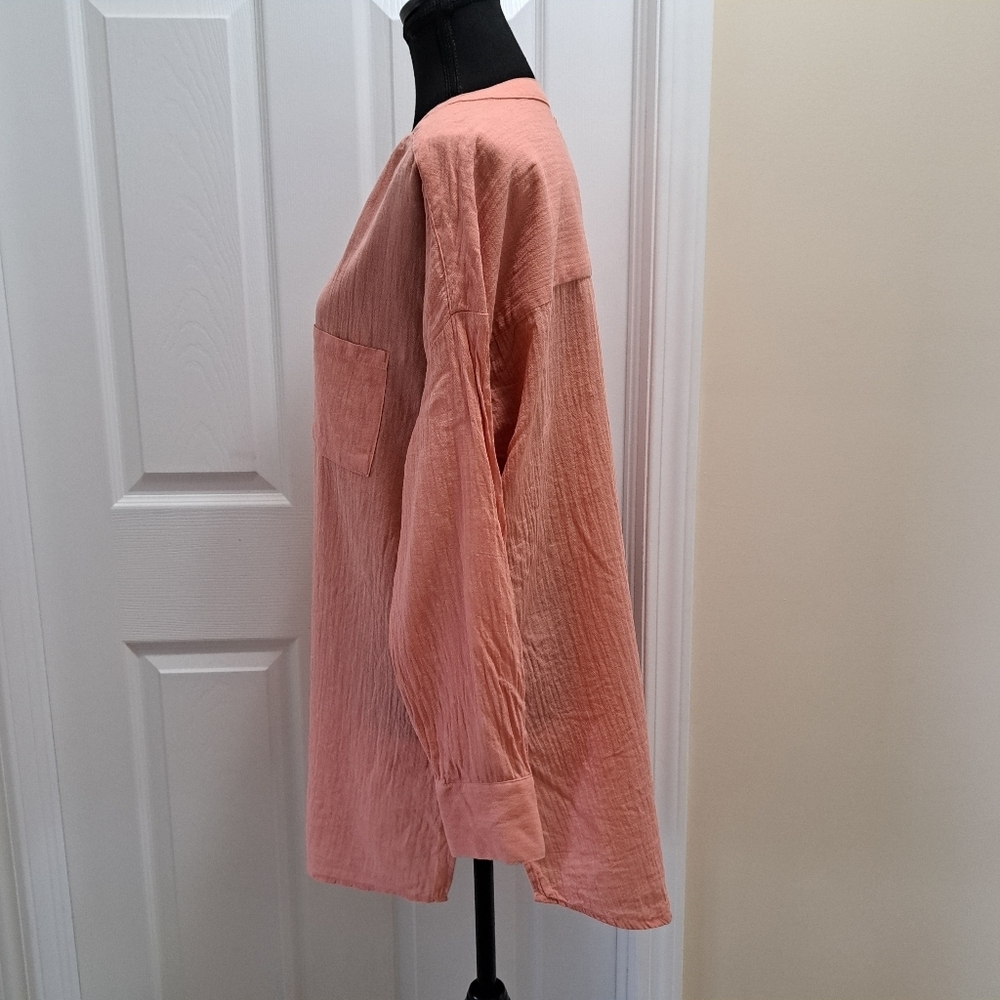 O'Neill Cotton Gauze Swim Cover Up Tunic Blouse Clay Orange Coral  Size Medium - Picture 7 of 14